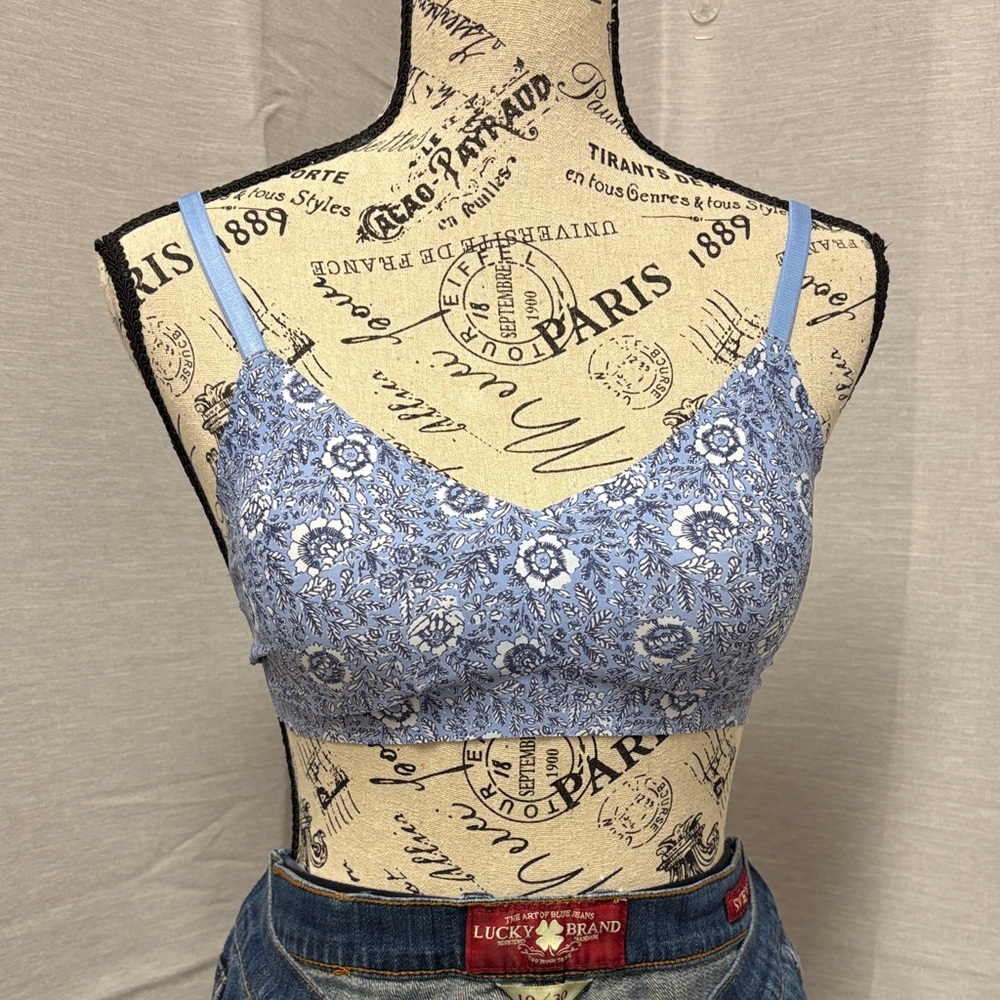 Lucky Brand Blue Floral Bralette Sz S, Jr